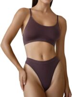 Seamless  and Thong Set for Women Soft Stretch No Show Lingerie, Wireless Matching Underwear, Everyday Set