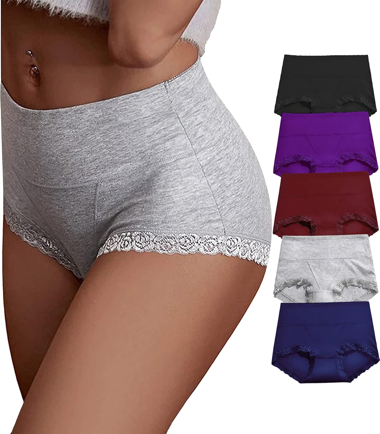 710atcz7nlL._AC_SL1500_.jpg Women Cotton Underwear Ladies Soft Stretch Tummy Control Comfy No Muffin Panties Boyshorts - Image 1