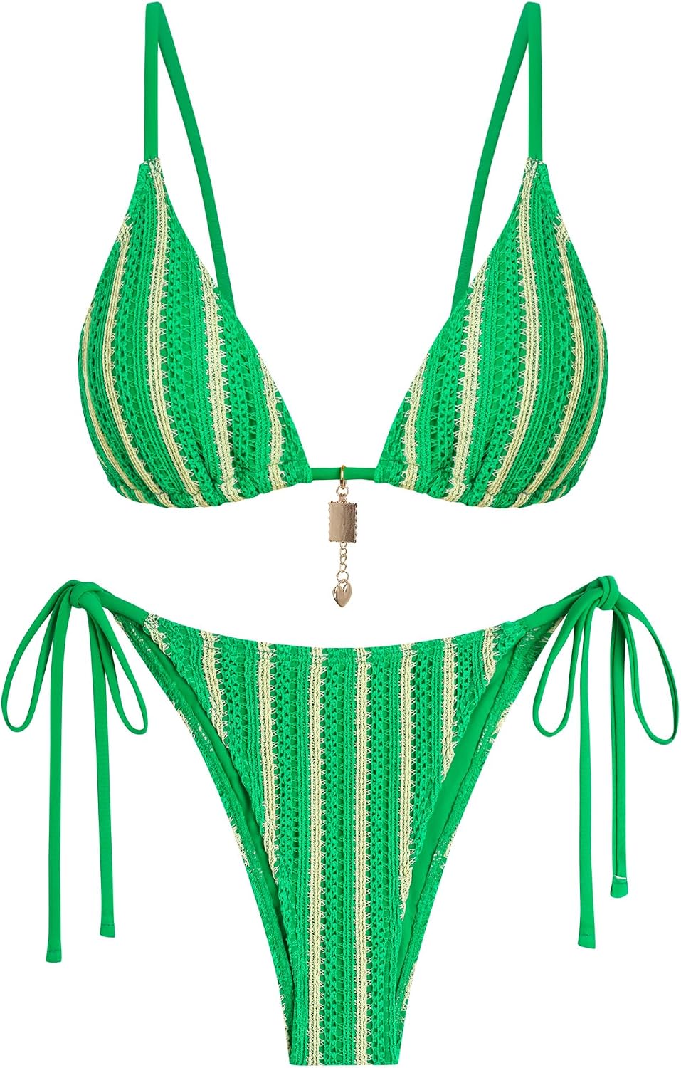 71D59qAJ-gL._AC_SL1500_.jpg Crochet Bikini Sets for Women Cheeky Boho Bathing Suits Striped High Cut Thong Bikini Swimsuit for Vacation - Image 1