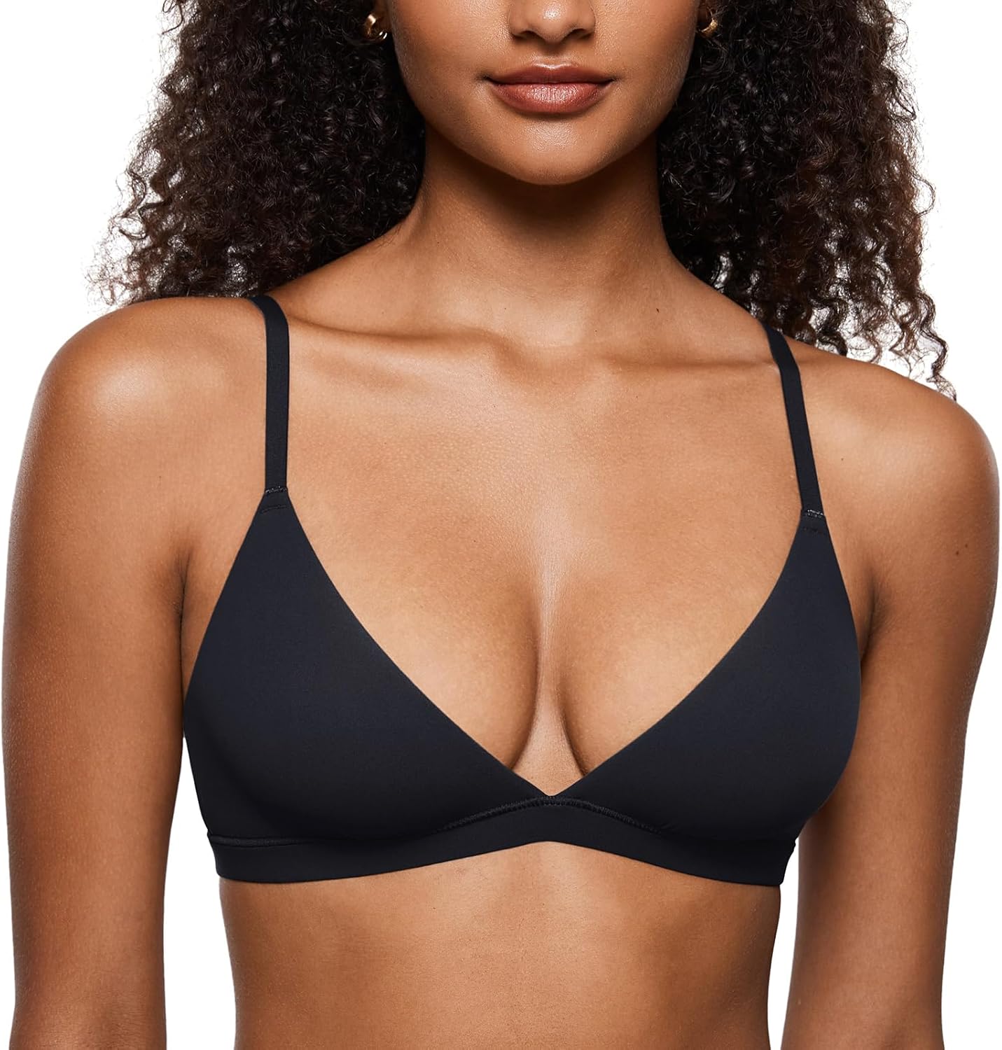 71O4llxZzTL._AC_SL1500_.jpg Women's Triangle Plunge Unlined Seamless Bra No Underwire Sexy Comfortable Everyday - Image 1